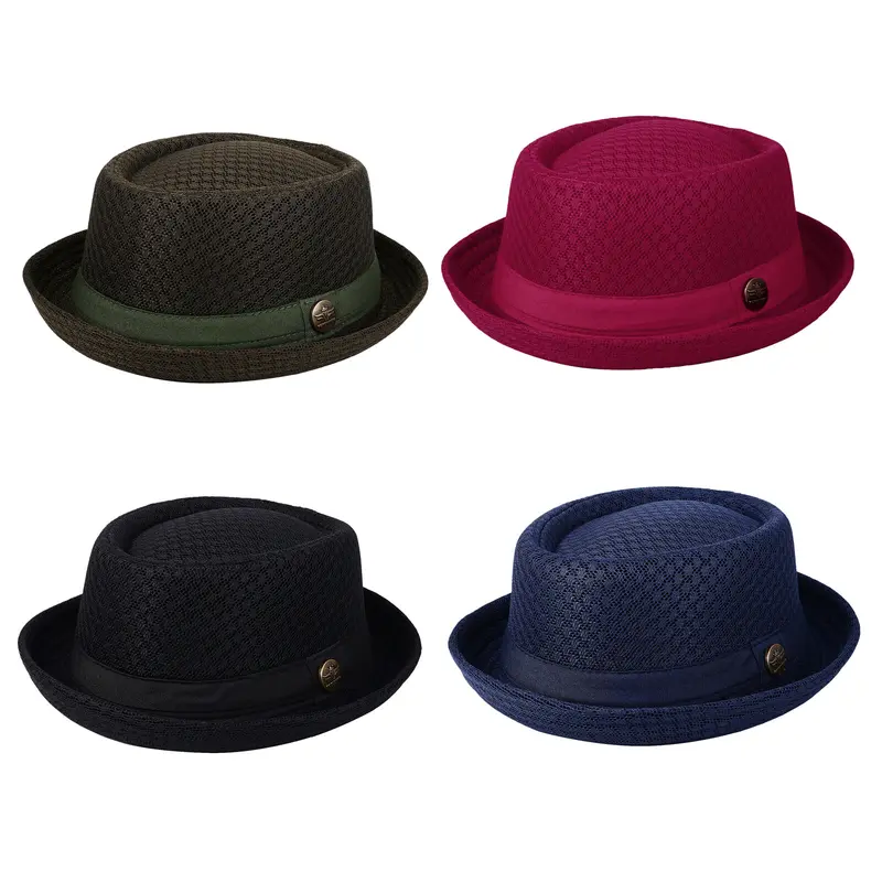 Wide Brim Porkpie Fedora UPF50 Panama Jazz Hat for Beach Hiking Amazon.com: Straw Beach Sun Hat Pork-Pie Boater-Hat for  main image 3