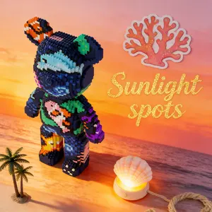 Dolphin Print Bear 3D Puzzle Building Blocks Decoration, Bookshelf Home Office Cabinet Decor, Party Living Room TV Stand Display