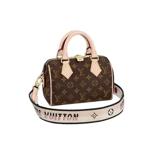 Louis Vuitton Speedy 20 Handbag for Women – Classic Monogram Embroidered Canvas and Leather Crossbody Bag in Black