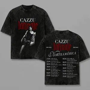 Cazzu Latinaje Tour 2026 Washed Graphic T-Shirt, Vintage Washed Latin Trap Queen Y2K Tee, Retro North America Tour Washed Shirt, Cazzu T-shirt, Latinaje Tour Tee, Oversized Streetwear Washed Cotton Unisex Tee, Gothic Music Fan Gift HL4