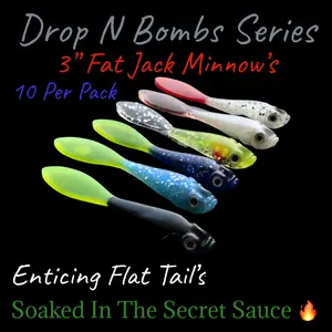 DNB Fat Jack 3" Minnows with Lifelike Shad Body - 10 Pack