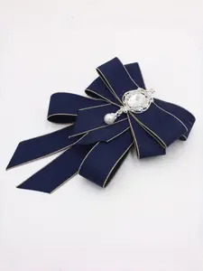 Luxurious British Style Brooch Pin, Pearl Rhinestone Bow Tie, Jk Uniform Shirt Suit Graduation Necktie Flower