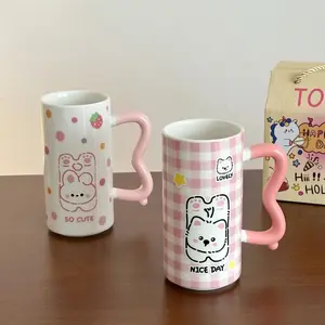 Cartoon Rabbit Ceramic Mug Creative Coffee Milk Tea Water Cup Cute Children Breakfast Cups Household Drinkware Birthday Gift