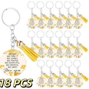 18 Bee Keychains As Year-End Presents - Uplifting Christian Bee Keyrings for Students And Educators Going Back to School