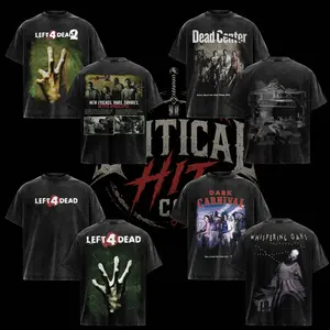 [Collection New Design] Left 4 Dead Vintage Washed T-Shirt, Retro Zombie Survival Horror Game Tee, Valve Co-Op Shooter Graphic Shirt, Survivor Team Gaming Merch, Acid Wash Oversized Streetwear, Heavyweight Cotton Gamer Gift, Double Sided Unisex Tee
