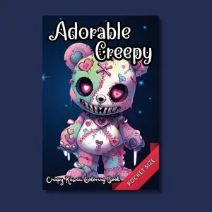 Adorable Creepy Kawaii Coloring Book Horror Stoner Trippy for Relaxation and Stress Soft Cover Pocket Size Paperback