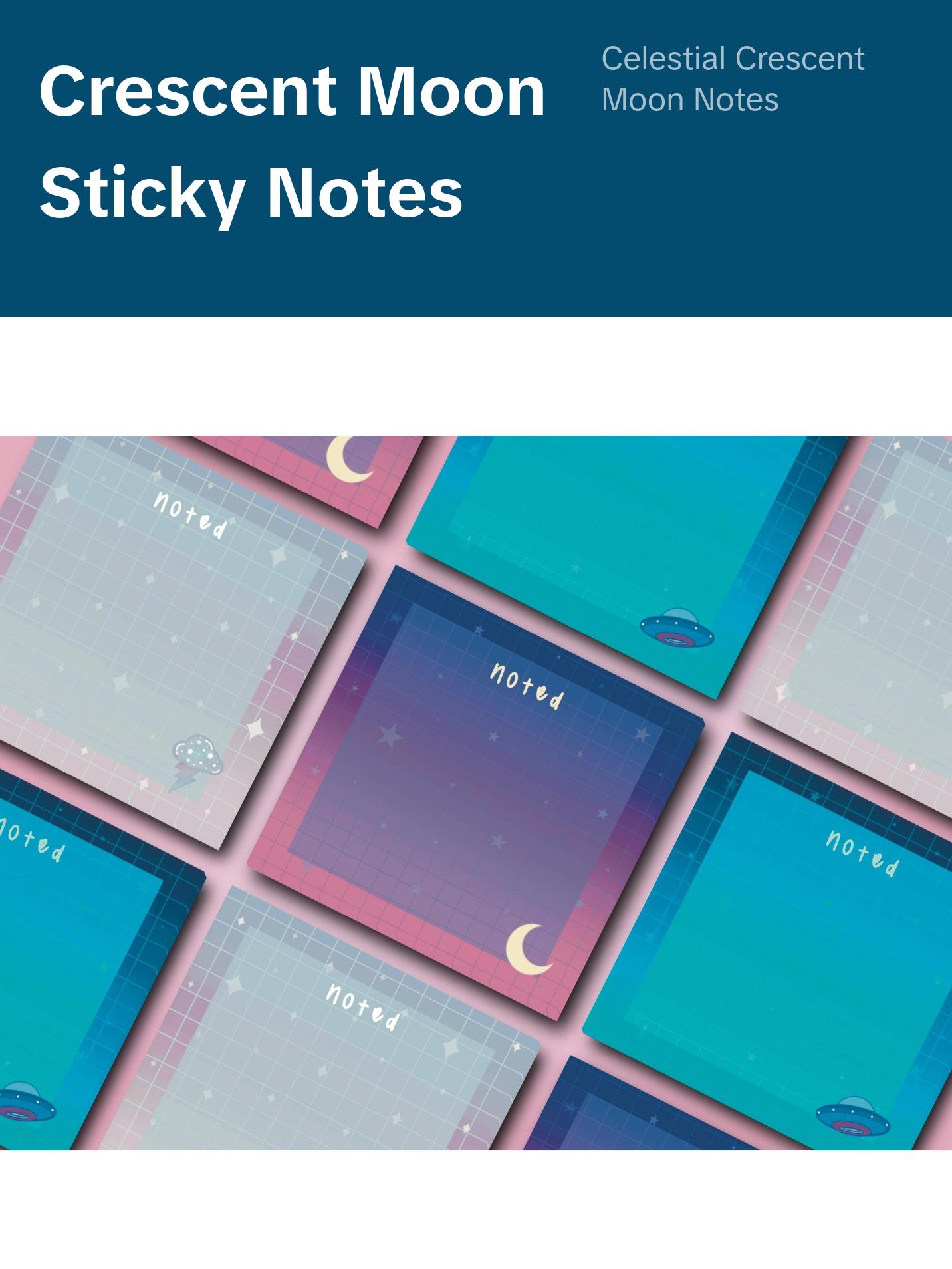 Celestial Sticky Notes Post It - Crescent Moon
