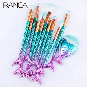11pcs Makeup Brushes Kit maquiagem maquillaje New Mermaid Foundation Eyebrow Eyeliner Cosmetic makeup Brushes(Mermaid Colorful)
