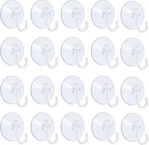 Suction Cups 20 Packs 1.2 Inch Clear Sucker Pads with Hooks Glass Home Organization Decoration