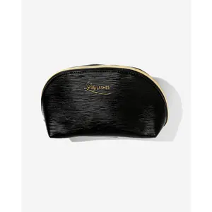 Lilly Lashes Cosmetic Bag Black Ribbed with Gold Hardware