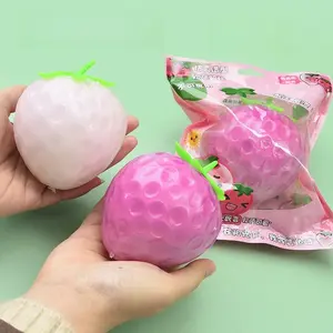 Color-Changing Strawberry Squishy Toy, UV Light Reactive Squeeze Stress Ball, Soft Stretchy Fruit Fidget Toy for Anxiety Relief, ADHD, Party Favors, Kids & Adults