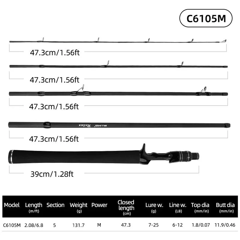 BILLINGS RELAX 5-Section Portable Travel Fishing Rod,Ultra-Lightweight  Carbon Fiber Spinning/Baitcasting Fishing Rod EVA Handle Spinning Casting  Rods Fishing Equipment - TikTok Shop