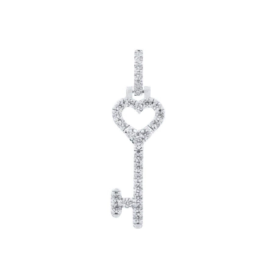 GLD Diamond Heart Key Pendant in 14k White Gold Plated Pave Diamond Heart-Shaped Key, Hand-Set Stones (Chain Not Included) - Perfect Gift #tiktokshopsummersale