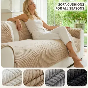 Boho Plush Sofa Cushion, Modern Minimalist Design, Pet-Friendly, Non-Slip, Scratch-Resistant, Ideal for Living Room and Bedroom Decor