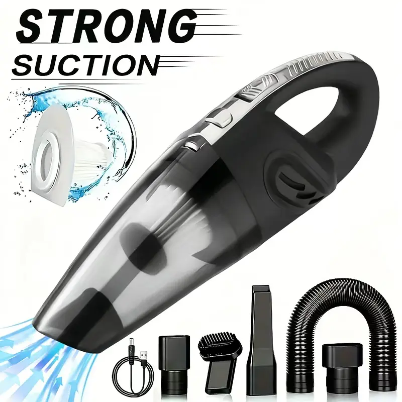 Mini Cordless Handheld Vacuum Cleaner - USB Plug, Compact Form, Strong Suction for Pet Hair, Dust, Crumbs, Small Messes - Home, Car Cleaning - Lightweight, Portable, Wireless with Multiple Attachments