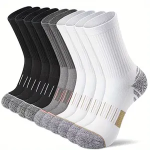 15Pairs Sweat-absorbing Men's Mid Crew Sport Socks, Comfy Breathable For Basketball Training, Running Outdoor Activities Thin