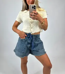 Washed Denim Tie Shorts | August Moon Boutique