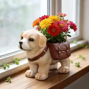 Labrador Dog Shaped Planter, Creative Garden Animal Pot, Spring Gift, Housewarming, Happy Mood, Window Sill Plant Holder, Resin Craft, Flower Pot