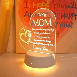 Mother's Day Gift LED Night Light, Decorative Led Light, Decorative Atmosphere Light, Glowing Led Lights, Warm Gift for Mom, Valentine's Birthday Thanksgiving Christmas Present, Tabletop Push Button Control