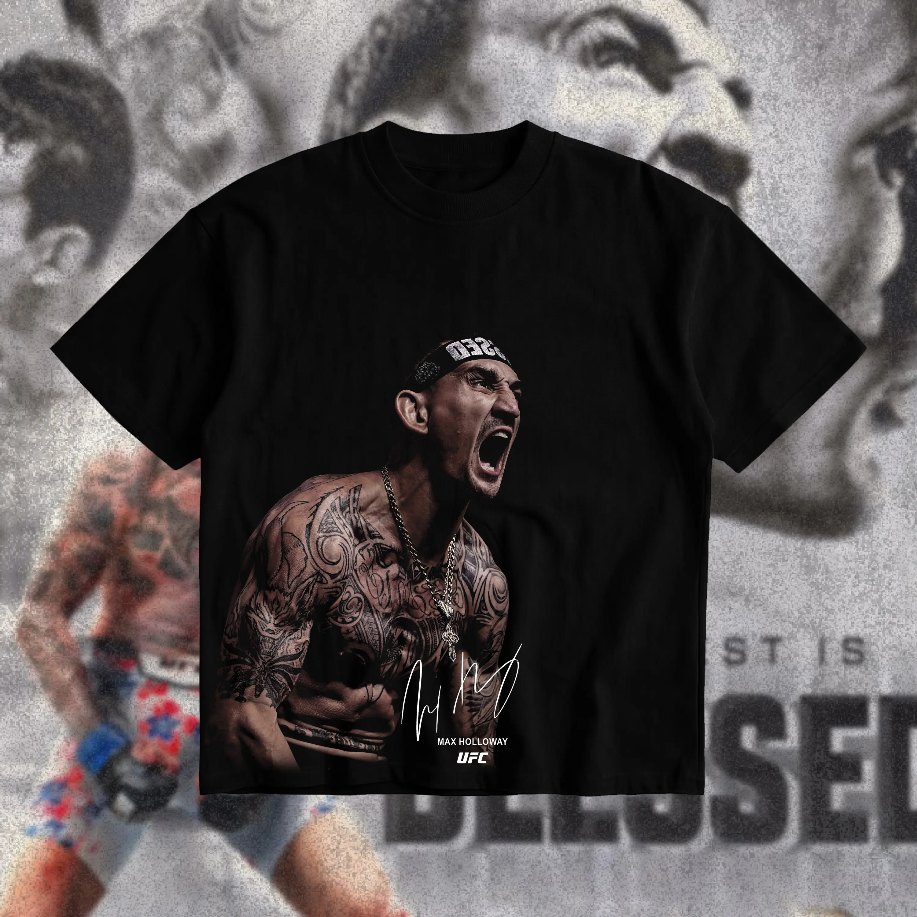 Max Holloway Blessed UFC 329 Heavy Cotton T-Shirt Max Holloway Graphic Tee UFC Combat Sports Fan Shirt MMA Fight Night Shirt Gift for Men Women American Made Fightwear