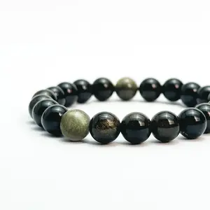 [Direct Buy] 1 Count golden obsidian bracelet