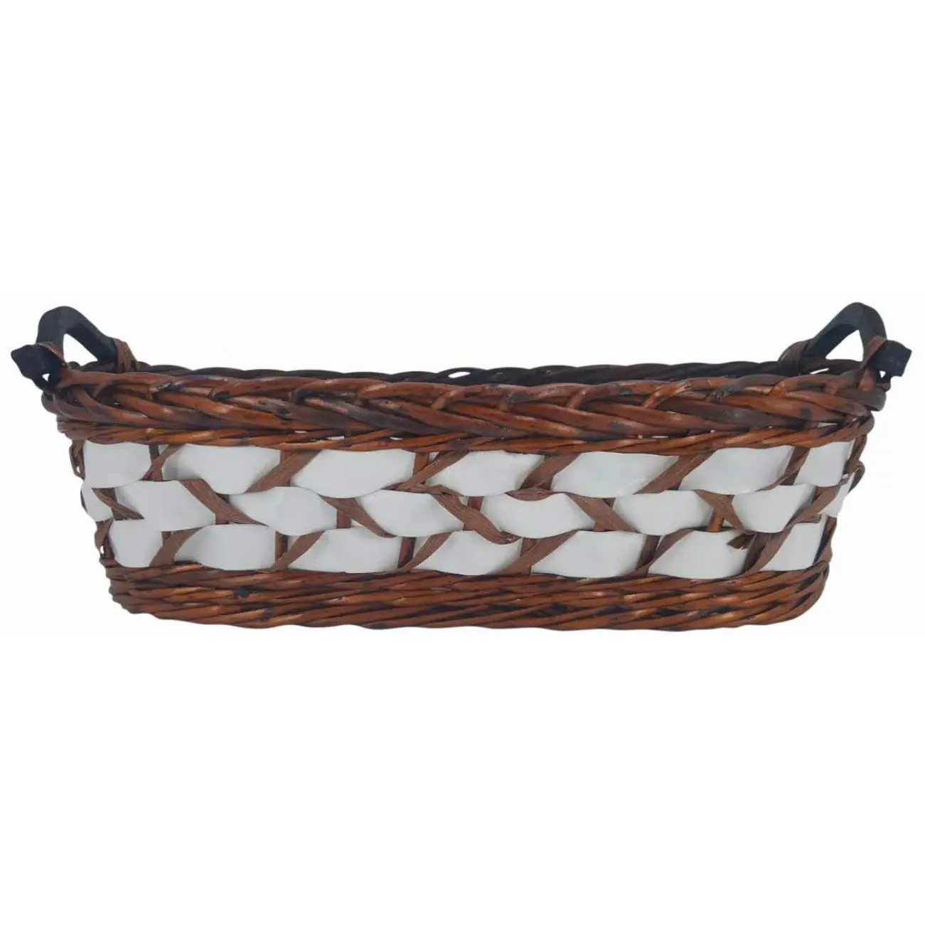22" Willow Basket w/White Woven Bands