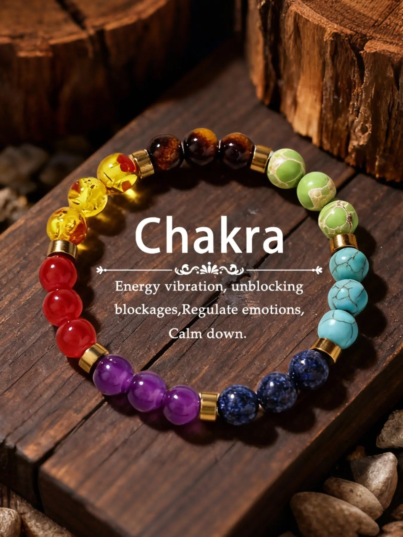 7 Chakra Natural Lapis Lazuli Crystal Bracelet, High Quality Bracelet, Energy Vibrations, Unblock Stress, Regulate Emotions, Calm Mind, Healing Jewelry, Perfect Gift for Friends