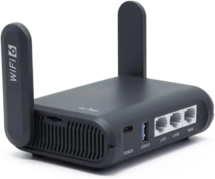 GL-AXT1800 (Slate AX) Portable Travel Router, Pocket  6  Internet Router, Portable VPN Routers WiFi for Travel, Public Computer Routers, Business, Moblie/RV/Cruise/Plane