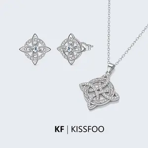 KISSFOO Witch Knot Set Celtic Necklace and Earrings for Women Gift