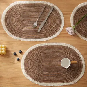 Set of 4 Oval Placemats Heat-resistant Table Mats Washable Non-slip Dining Table Mats