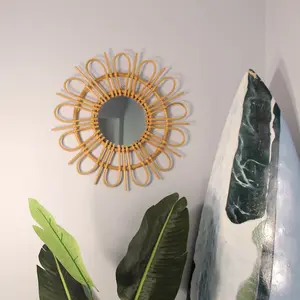 Magic Moon Boho Rattan Mirror Decor
