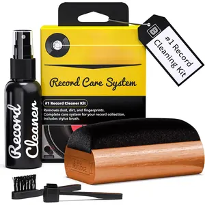 Vinyl Record Cleaning Kit - 4-in-1 Record Cleaner Solution - Includes Ultra-Soft  Record Brush, Cleaning Liquid, Stylus Brush and Storage Pouch