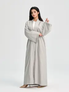 Women's Solid Color Long Sleeve Abaya, Casual Comfy Long Dress for Muslim Women, Women's Islamic Clothing for Daily Wear, Modest Muslim Outfits