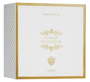 Lattafa The Kingdom Gift Set – 100ml Eau de Parfum, 12ml Travel Perfume & 100ml Shower Gel | Fresh Warm Spicy Arabic Fragrance Giftset for Men