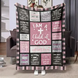 Comfortable Flannel Blanket, Plaid Chessboard Border, Nine-Piece Letter Pattern, Colors, Ideal Gift for Home Camping