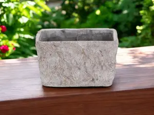 HomeRoots 487894 Contemporary 9 in. Gray Speckle Glaze Cement Indoor & Outdoor Rectangular Pot Planter