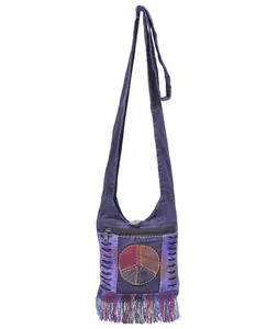 Caravan Closet Peace Patched Cotton Mini Hobo Bag