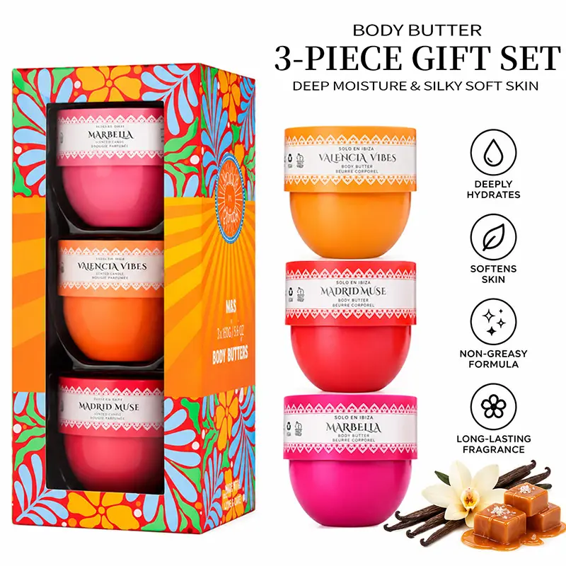 SOLO EN IBIZA 3 PCS Body Butter,1.76 oz/Bottle, Nourishing Whipped Moisturizer, With 3 Diffrent Scents,A Perfect Gift For Women