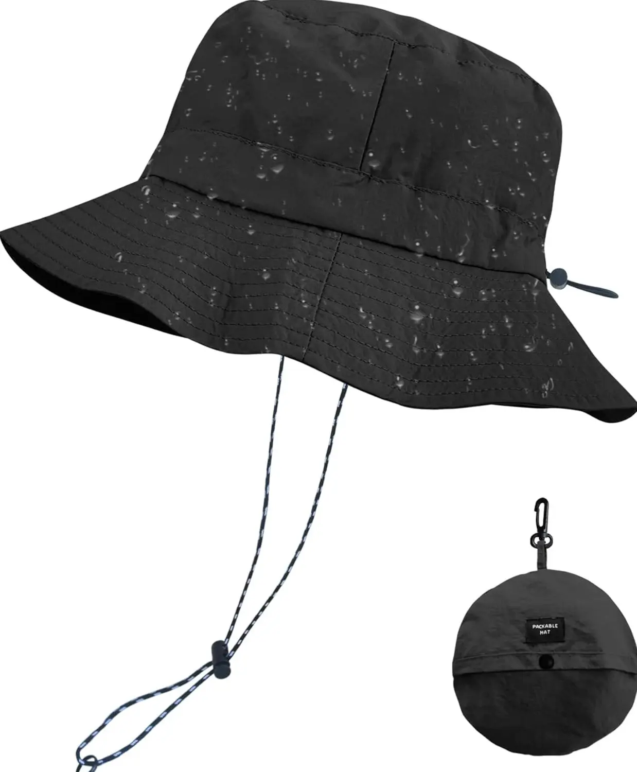 Waterproof Quick Dry Bucket Hat – Packable Sun Hat with Chin Strap for Men Women, Lightweight Outdoor Fishing Hiking Hat