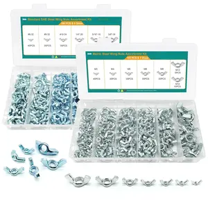 360 count Wing Nuts Assortment Kit, Metric & SAE Wingnuts 13 Sizes Carbon Steel Zinc Plated Butterfly Wing Nut M3-M12, #6-32 to 3/8"-16 Hardware Fasteners