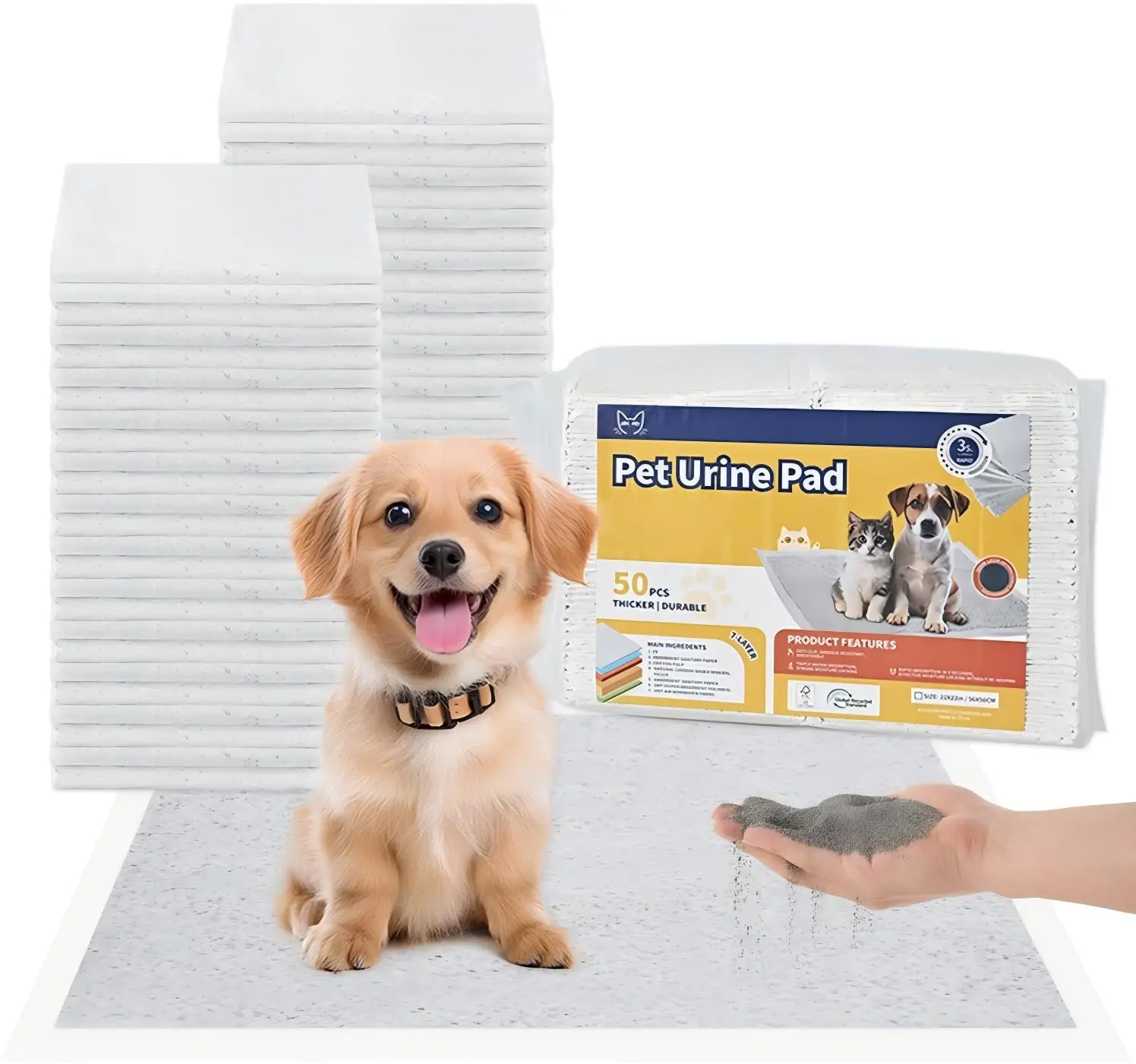 Puppy Pads Puppy Pee Pads 100 Count Dog Pads with 5-Layer Leak-Proof Design, Small Disposable Dog Training Pad 22"x22" with Super Absorbent & Cat Litter for Dogs, Cats