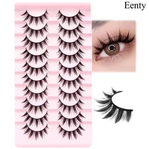 False Eyelashes Manga Anime Lashes Japanese Cosplay Spiky Lashes Mink Dramatic Thick Fake Eyelashes Extensions Doll Strip Lashes 10 Pairs Pack by EENTY