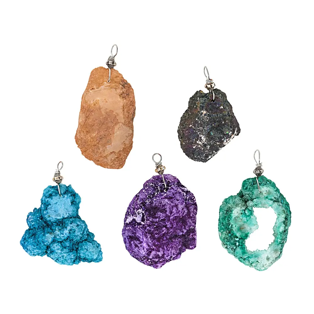 JTV Druzy Quartz Pendant Set of 5