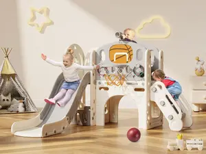 9-in-1 Toddler Slide Playset with Basketball Hoop, Ring Toss & Telescope Playground for Ages 1-3,for Boys and Girls Birthday Gift Christmas Gif