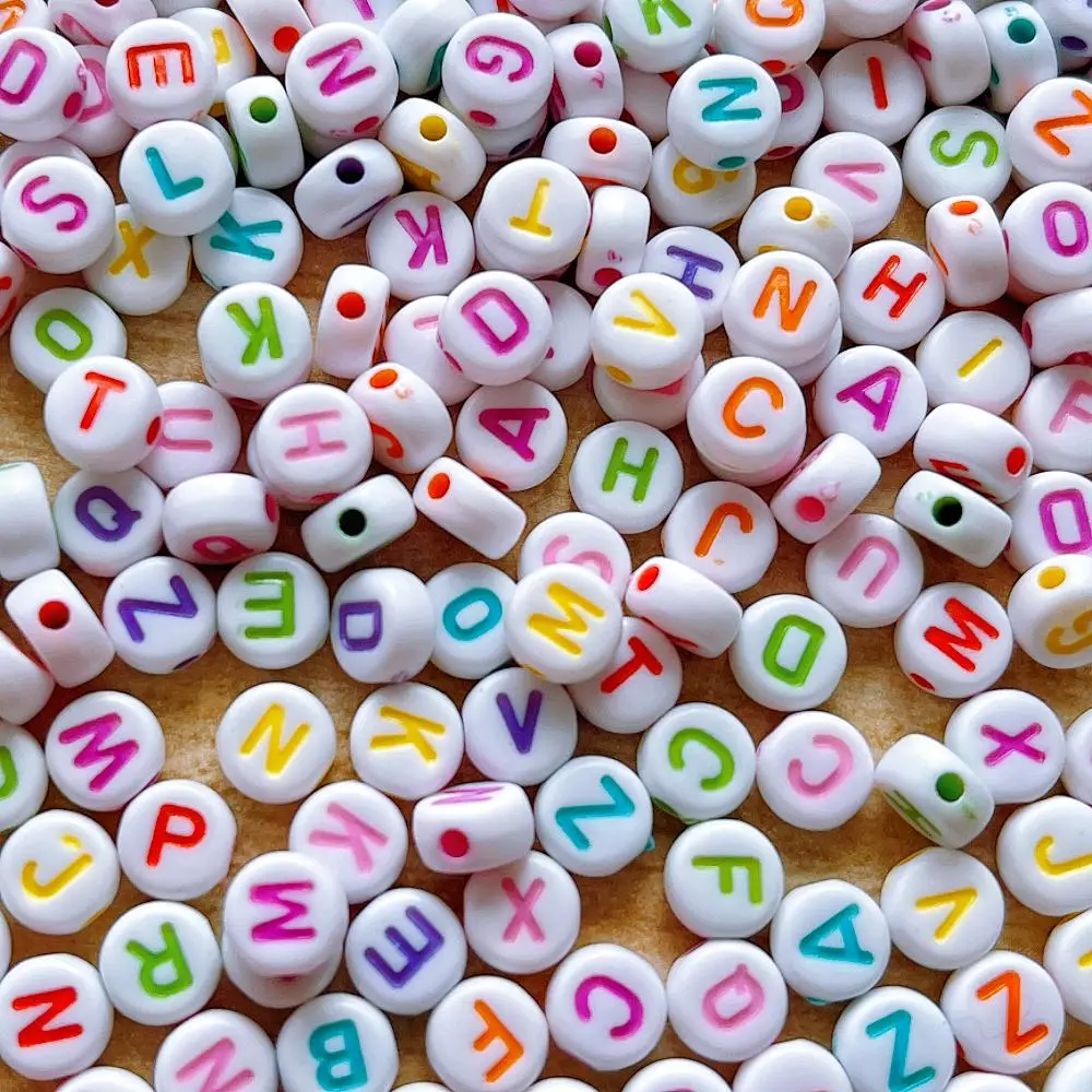 Alphabet Pattern Beads, 200/500pcs Colorful Beads for Bracelet Necklace Earrings, DIY Jewelry Making Accessories for Women & Teenager
