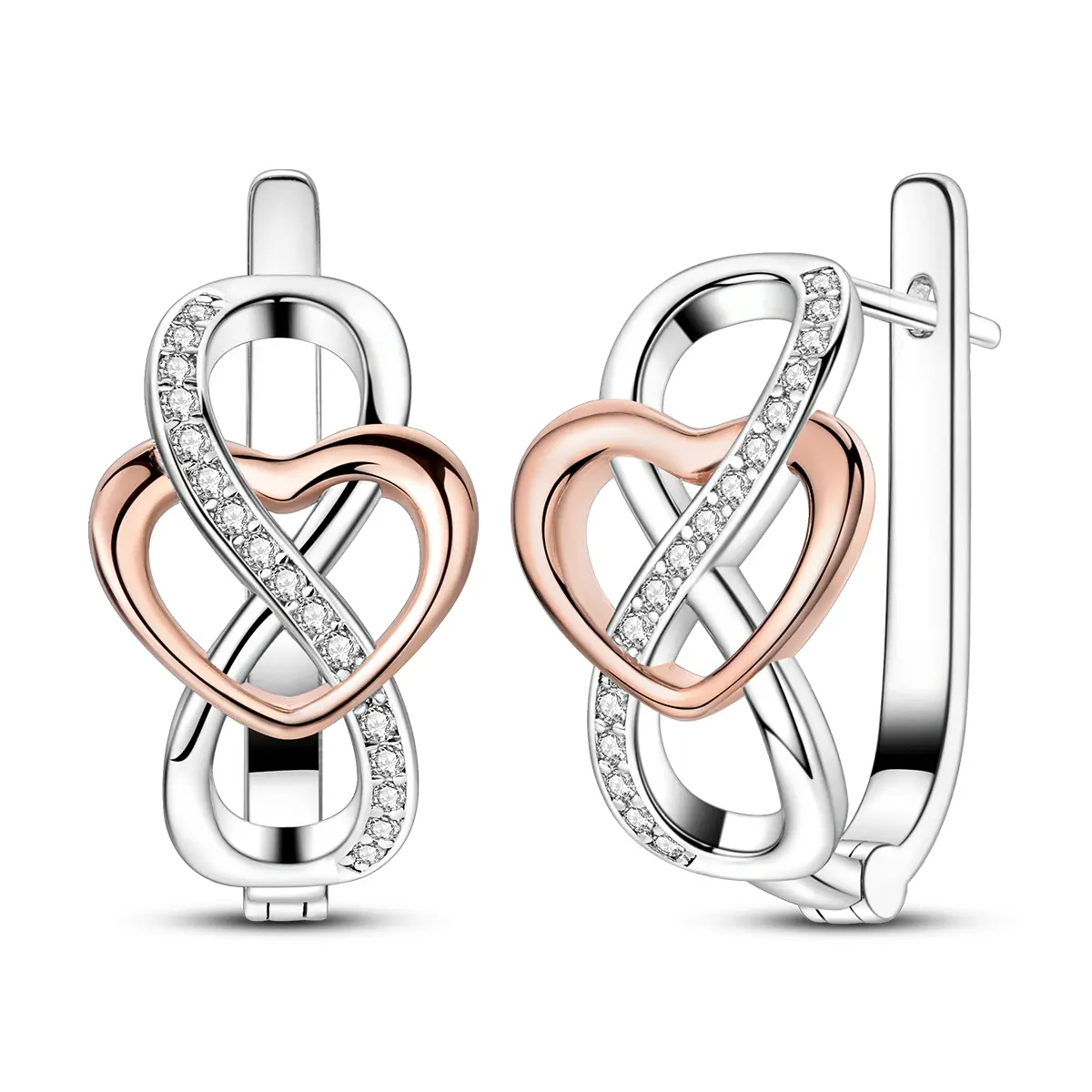 NARMO Women's S925 Silver-Plated French Clip Earrings - Elegant Clasp-Style Infinity Ring Design, Sparkling Cubic Zirconia Inlaid, Romantic Accessories for Female Girl Daily/Casual Wear, Anniversary Gifts