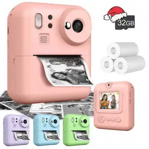 Children Instant Print Digital Camera with Flash, Music Game, Selfie Mode, 48mp LED Display, 1080P Video, USB Charging, Ideal Gift, Includes 3 Rolls Of Photo Printing Paper