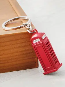 British Tourist Souvenir Mailbox Telephone Booth Keychain, 3D Hanging Decoration, Dual-Layer Bus Car Key Holder