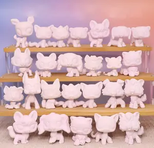 DIY Custom Blank Bobble-head Action Animal Figures Kit White Base Model for Painting Crafts & Cake Topper Xmas Gift for Kids with Trendy Accessories