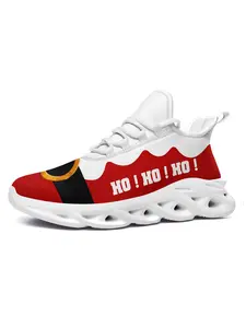 Men's Christmas Santa Print Casual Sneakers, Plus Size Lace Up Sports Trainers for Party Festival, Lightweight Breathable Running Shoes for Casual Outings, Sporty Running Shoes, Fashion Street Style Party Gift